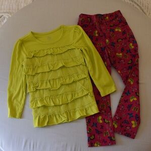 Girls long sleeve shirt and butterfly pants